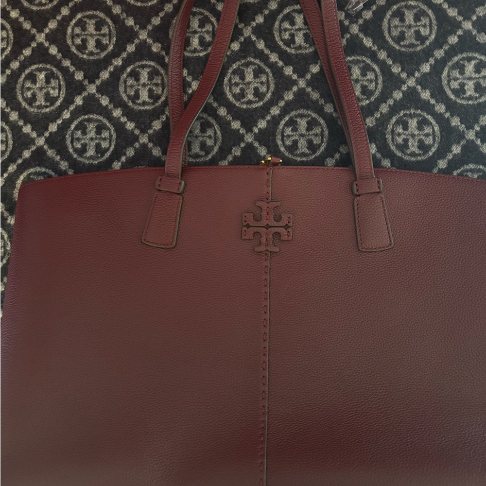 Tory Burch Burgundy Leather Tote